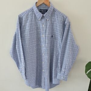 Polo by Ralph Lauren Yarmouth 100% Cotton Men's Blue Plaid Shirt
